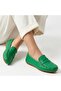 Varli Green Genuine Leather Ballerina Shoes - 8