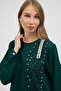 Stone Embellished Plus Size Suit - Emerald - 3