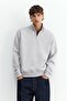 Fermuarlı dik yaka sweatshirt