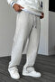 Men's Gray Relaxed Fit Wide Leg Elastic Waist Winter Sweatpants - 5