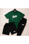 3 Piece Swd Black Tracksuit Set (T-Shirt, Shorts, Sweatpants)
