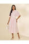 Women Pink Striped Midi Dress