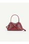 Burgundy Shk335 Women's Hand, Arm and Shoulder Bag with Bow Detail and Zipper and Long Strap