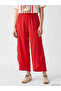 Lcw Vision Red Women's Elastic Waist Textured Pants - 2