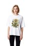 Women's Oversize Graphic Printed T-Shirt Sunflower Vinyl Turntable Music Themed Relaxed Fit Casual Modern