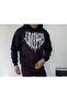 Long Sleeve Hooded Printed Sweatshirt - Black - 2