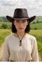 Vegan Leather Unisex Cowboy Hat Vintage Western Style Wide Brim Premium Quality - 7