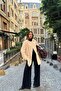Women's Camel Fur Plush Coat with Buttoned Pocket Detail and Notch Collar, Short Winter Style - 3
