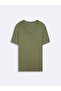 V-Neck Basic Green T-Shirt - 4
