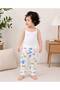 Unisex Children's 2-13 Years Old White 100% Cotton Thread Strap Undershirt and Cuffed Patterned Pajama Bottom Set Comfortable Fit - 2