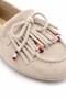 Süspüs Genuine Leather Suede Beaded Tassel Detailed Loafer Shoes - 3