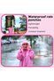 Adult pink rain poncho reusable with hood. - 2