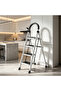 سلم محمول قابل للطي أبيض اللون بأربع درجات، مصنوع من الألومنيوم مع دواسات مانعة للانزلاق وآلية طي سريعة للوصول إلى أماكن مرتفعة للتخزين - 3