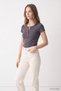 Front Button Detail T-Shirt 8590A Smoked - 3