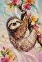 Pastel Watercolor Cute Sloth Animal Floral Pattern 70X150 Beach Towel - Cotton Bath Towel - 3