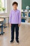 Children's Unisex Lilac 2-Piece Polo Collar School T-Shirt Set Short Sleeve + Long Sleeve 100% Cotton Lakos Fabric - 6