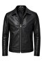 Jemas Men's Black Genuine Leather Zippered Jacket - 5