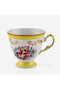 Flores Gold Decorated Floral Yellow Porcelain Coffee Cup Set 100 ml - 7