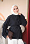 Black Asymmetrical Cut Waist Tie Blouse - 4