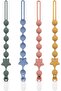 4 Pack Silicone Pacifier Clips, Pacifier Holder Clip Fits All Pacifier, Flexible Rust-Free