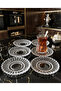 Set of 6 12 cm Glass Tea Plates Elysia and Chubby Cup Compatible Striped Coasters - 7