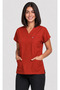 Women's V-Neck Bat Sleeve Bitter Green, Mustard, Brick, Pomegranate Flower, Powder Lycra Belinda Scrubs Single Top - 2