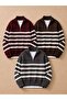 Men's 3-Pack Striped Knitwear Sweater Half Zipper Stand Collar Oversize Long Sleeve Winter Sweater