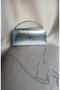 Women's Metallic Silver Metal Handle Rectangular Evening Dress Special Occasion Portfolio Bag - 3