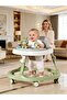 One Plastic Aluminum Foldable Baby Walker Adjustable Height 360 Wheels Anti Rollover Soft Seat Indoo - 3