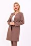 Zero Collar Plain Long Coat-Brown - 2