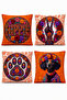 Hippie Embroidered Flowers and Dog Pattern 4-Piece Throw Pillow Cover Set - 3