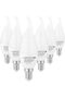 مصباح LED على شكل شمعة C37 E14 - عبوة من 6 قطع، 3000 كلفن أبيض دافئ - طرف بتأثير اللهب، مسامير إديسون صغيرة، يعادل 35 واط