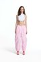 Pink Pleated Baggy Trousers with Stitching Detail 19049 - 4