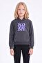Girl's Printed Kangaroo Pocket Long Sleeve Hooded Sweatshirt - 5