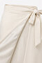 Women's Black/Ecru Side Tie Long Skirt with Slit Detail - 6