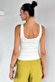 White Women's Thick Strap Lycra Blouse Undershirt - 4