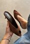 Onyx Light Brown Genuine Leather Heeled Slippers - 5