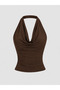 Women's Halter Neck Draped Stylish Crop Blouse - 3