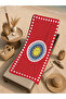 Red and White Retro Sun Emblem Patterned 70X150 Beach Towel - Digital Printed Bath Towel - 5