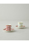 Almeda New Bone China 4 Piece 2 Person Coffee Cup Set 80 ml Burgundy - 2