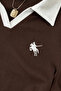 Olos Polo Collar Embroidered Gathered Long Sleeve Blouse - 4