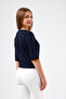 Stone Detailed Lycra Wide Collar Stylish Bodysuit - 7