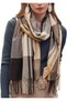 Women's faux cashmere scarf powder blue plaid tassel warm.