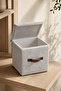 Gray Felt Lid Cube Box 25 X 25 X 25 cm – Leather Handle, Foldable, Multi-Purpose Storage and Organizer Box - 2