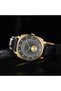 Men's Gold Stainless Steel Watch, Black Leather Band | Trn-Ss45 - 6