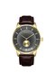Men's Stainless Steel Gold Watch, Brown Leather | Trnda-43g