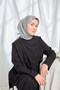 Twill Silk Scarf Geometric Pattern Black - 3