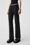 Efilius Women's Slim Wide Leg Zippered Black Trousers - 2
