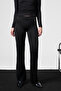 Lorelis Women's Stretchy Fabric Wide Leg Black Trousers with Stitching Detail - 3