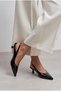 Women's Black Pointed Toe Hazelnut Heel Classic Short Heeled Shoes Mera - 6